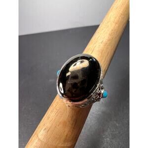 NEW Elite shungite and turquoise southwest style ring in sterling silver size 7